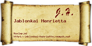 Jablonkai Henrietta névjegykártya